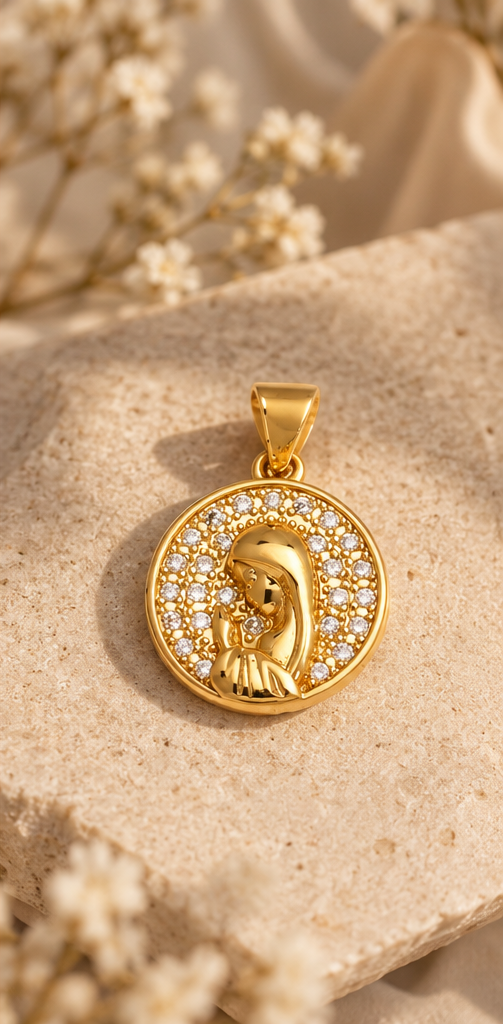 Medalla Luz de María, baño de oro 18k
